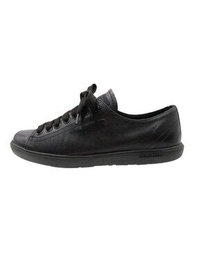 Prada Sneakers Leather Shoes Low Cut Logo Lace-up Black